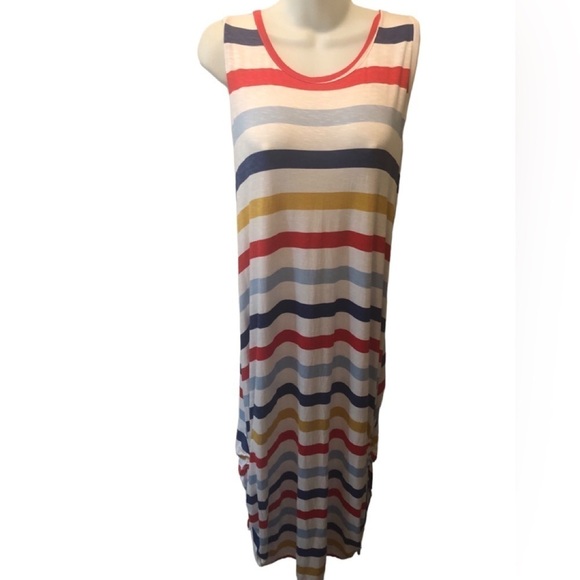 Lane Bryant Stretch Striped Maxi Tank Jersey Knit Dress 18/20  Beach Ruched Hem - Picture 3 of 10